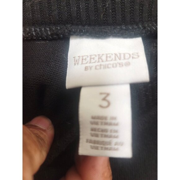 Weekends by Chicos Plus Size Black Relaxed Fit Drawstring Lounge Pants Size 3XL - Picture 9 of 11